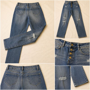 SO Size 14 Y2K Grunge Coquette Indie Skater  Button Fly Straight Leg Jeans NWOT
